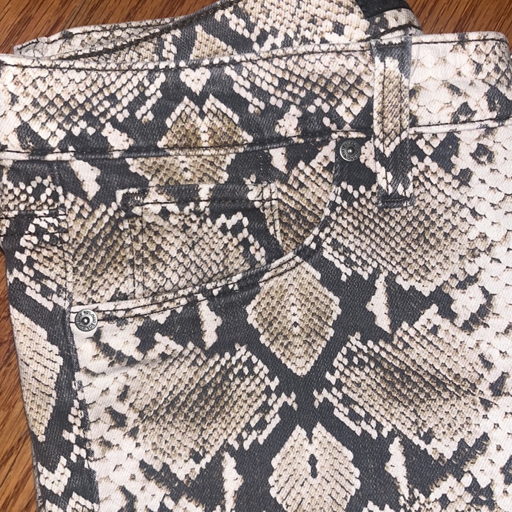 Women’s Hudson Barbara Super Skinny snakeskin print jeans Size 29 Dk Brown Cream - Picture 8 of 13